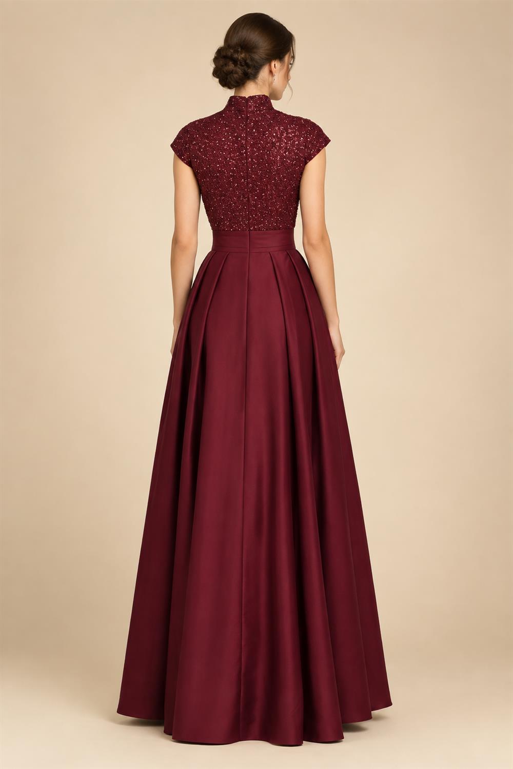 Jacquard Sheath/Column V-Neck Floor-Length Mother of the Bride & Groom Dresses with Ruched Waist (SHIB22500907)