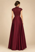Jacquard Sheath/Column V-Neck Floor-Length Mother of the Bride & Groom Dresses with Ruched Waist (SHIB22500907)