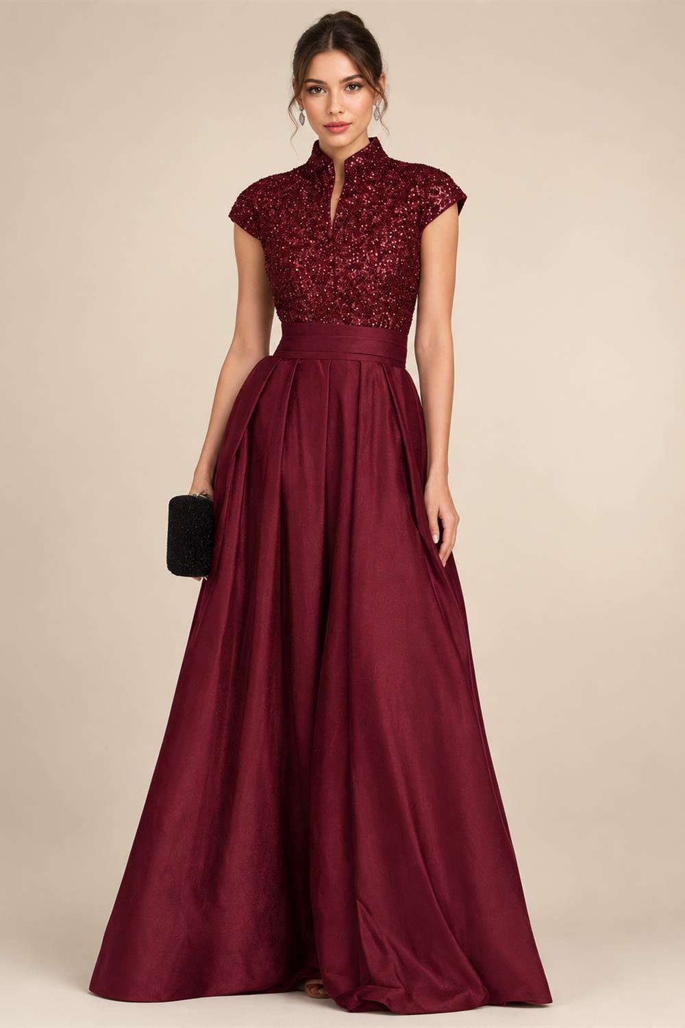 A-Line/Princess V-Neck Chiffon Floor-Length Mother of the Bride & Groom Dresses with Lace Appliques & Pleats (SHI22501605)