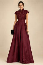 A-Line/Princess V-Neck Velvet Floor-Length Mother of the Bride & Groom Dresses with Ruched Waist (SHI22501614)