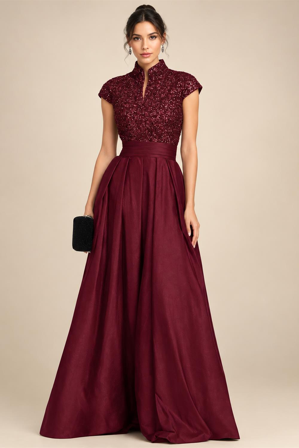 A-Line/Princess Off Shoulder Chiffon Floor-Length Mother of the Bride & Groom Dresses with Sequin, Lace Appliques & Pleats (SHI22501662)