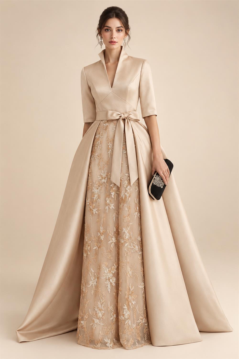 A-Line/Princess Scoop Neck Jacquard Floor-Length Mother of the Bride & Groom Dresses with Ruched Waist (SHI22501615)