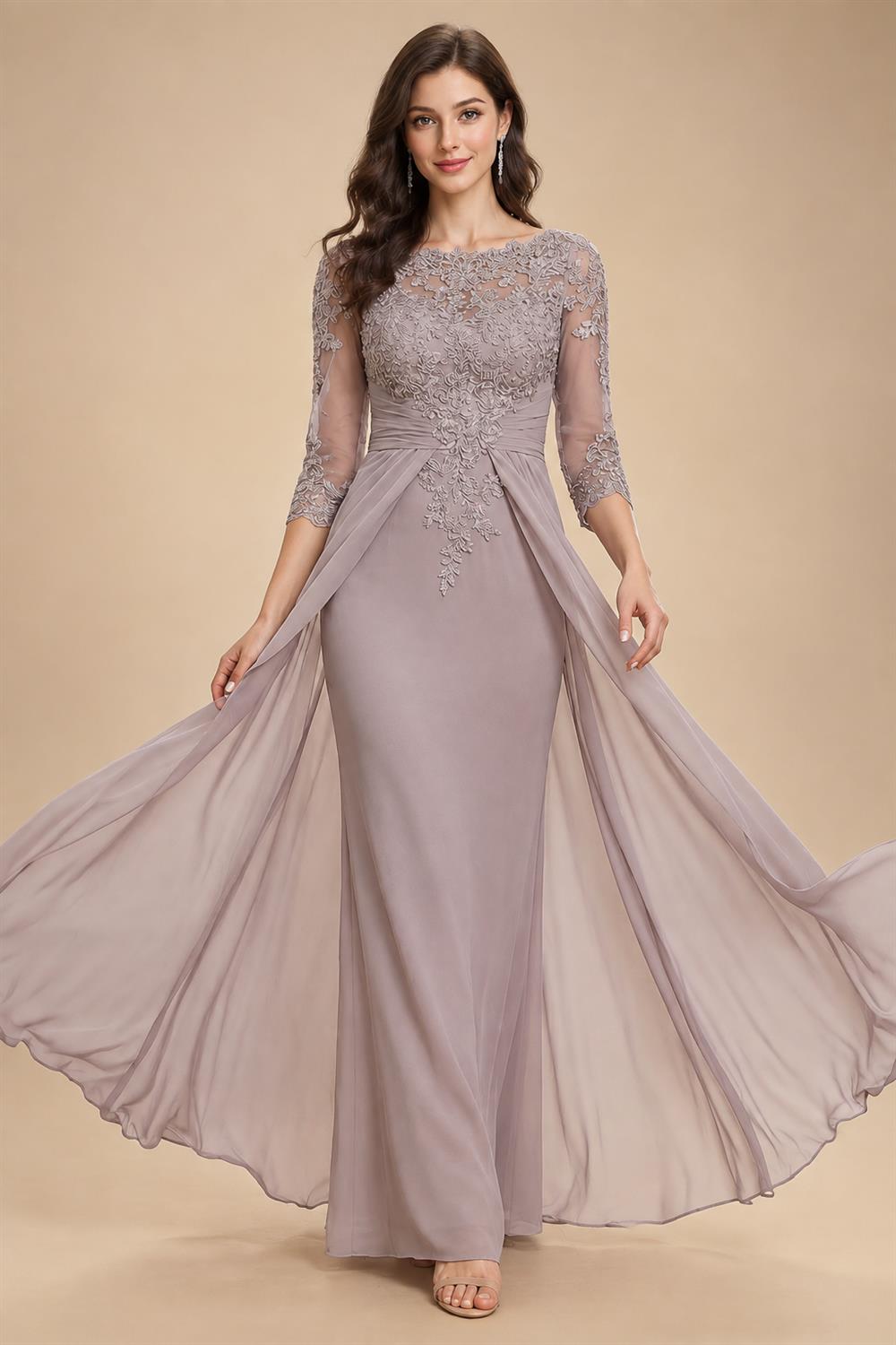 Lace Appliques Sheath/Column Scoop Neck Floor-Length Mother of the Bride & Groom Dresses for Women (SHI22501013)