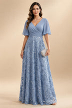 A-Line/Princess Sweetheart Chiffon Maxi Mother of the Bride & Groom Dresses with Lace Appliques & Ruched Bodice (SHI22501637)