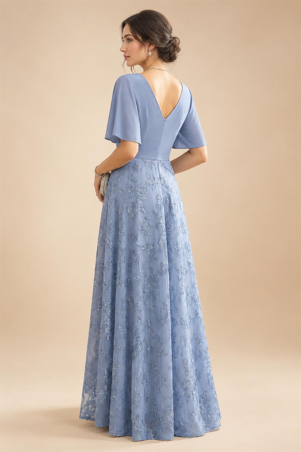 A-Line/Princess Off Shoulder Chiffon Floor-Length Mother of the Bride & Groom Dresses with Sequin, Lace Appliques & Pleats (SHI22501662)