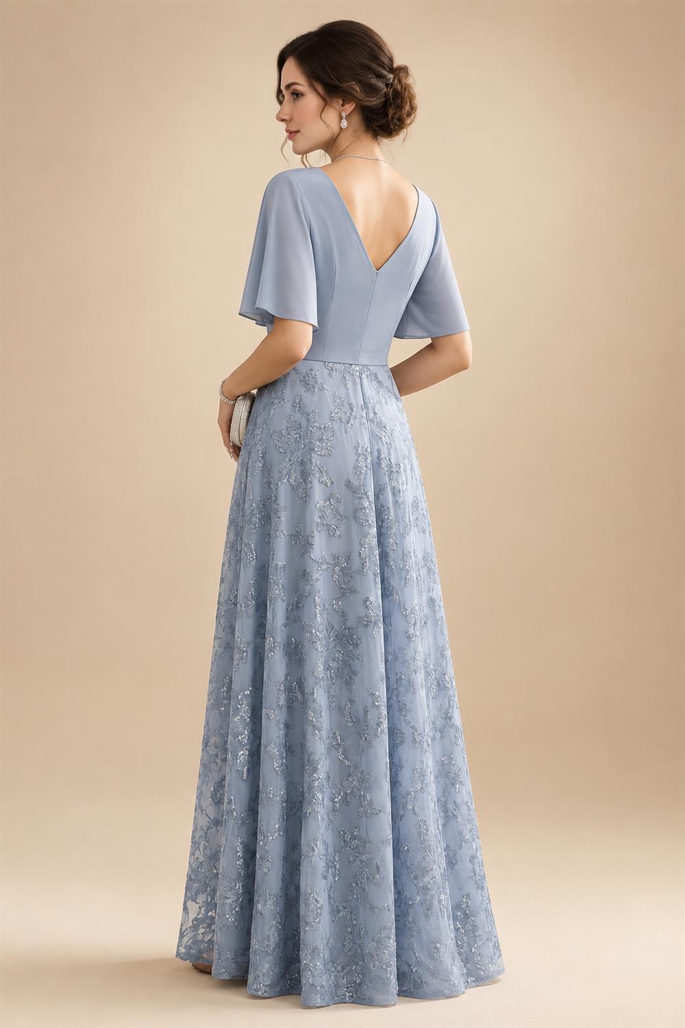 A-Line/Princess Off Shoulder Chiffon Maxi Mother of the Bride & Groom Dresses with Lace Appliques, Rhinestone & Pleats (SHI22501655)