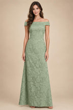 A Line/Princess Stand Collar Short Sleeve Long Elegant Mother of the Bride Dresses (SHI22500207)