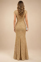 Cape Sleeve Floral Jacquard Satin Tea-Length Ruched Mother of the Bride Dresses 2 Piece (SHIA22500528)
