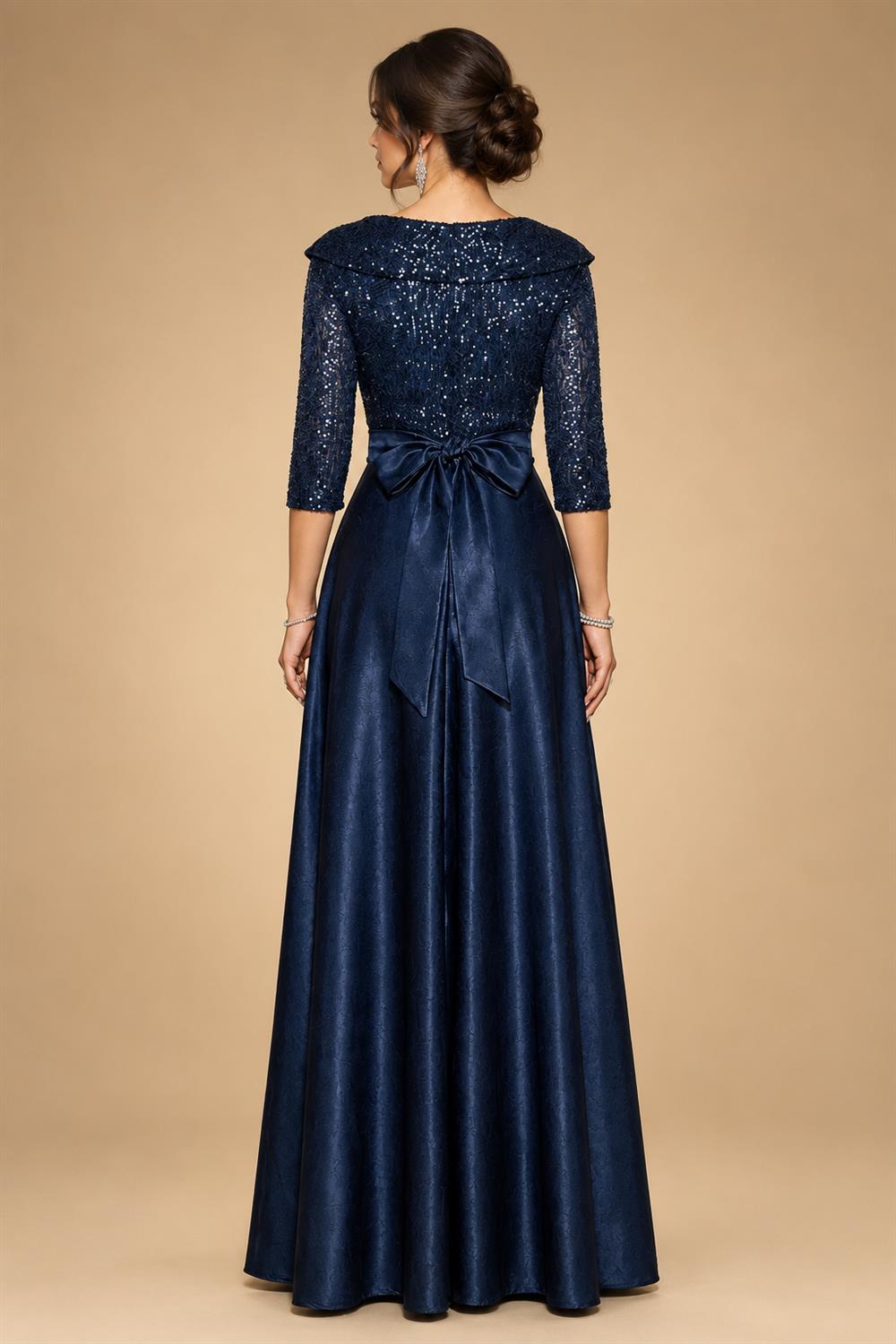 Sequin Floral A-Line/Princess V-Neck Floor-Length Mother of the Bride & Groom Dresses with 3D Flowers & Pleats (SHI22501350)