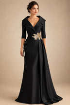 A-Line/Princess V-Neck Chiffon Floor-Length Mother of the Bride & Groom Dresses with Lace Appliques, Sequin & Ruffles (SHI22501608)