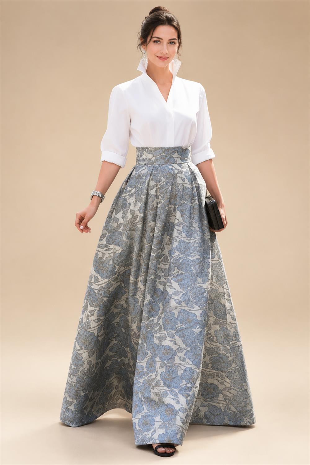 A-Line/Princess Scoop Neck Satin Tea-Length Mother of the Bride Dresses with Pockets (SHI22500122)