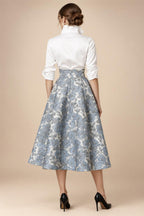 A-Line/Princess Pleated Two-Piece Tea-Length Mother of the Bride Dresses with Cascading Ruffles (SHI22500054)
