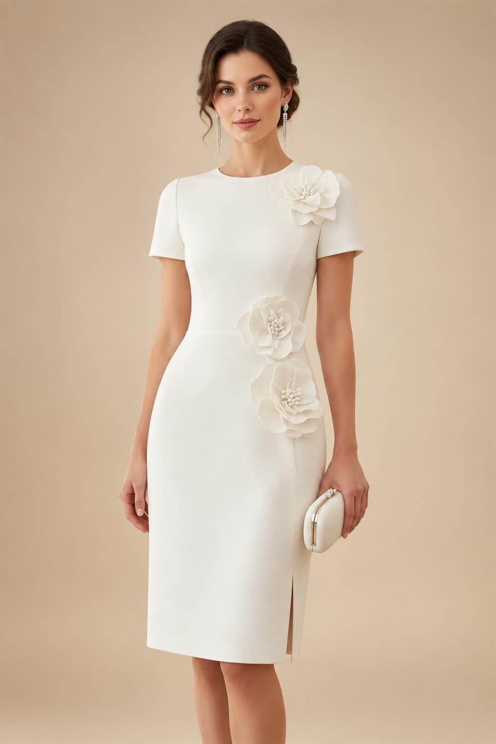 Satin Scoop Neck Mother of the Bride & Groom Dresses with 3D Flower (SHI22500338)