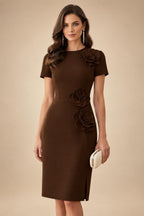 Satin Scoop Neck Mother of the Bride & Groom Dresses with 3D Flower (SHI22500338)