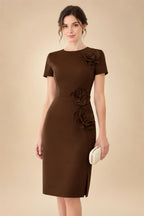 Satin Scoop Neck Mother of the Bride & Groom Dresses with 3D Flower (SHI22500338)