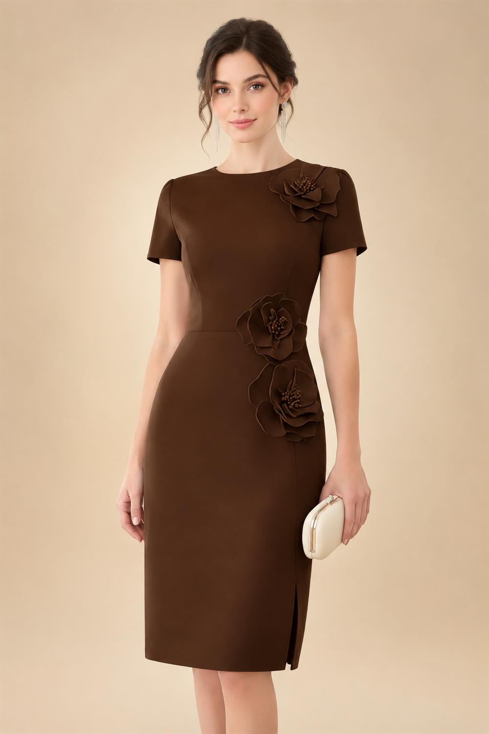 Satin Scoop Neck Mother of the Bride & Groom Dresses with 3D Flower (SHI22500338)