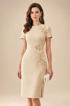 Satin Scoop Neck Mother of the Bride & Groom Dresses with 3D Flower (SHI22500338)