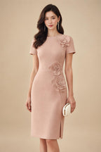 Satin Scoop Neck Mother of the Bride & Groom Dresses with 3D Flower (SHI22500338)
