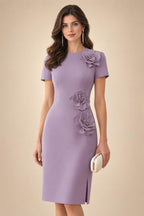 Satin Scoop Neck Mother of the Bride & Groom Dresses with 3D Flower (SHI22500338)
