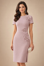 Satin Scoop Neck Mother of the Bride & Groom Dresses with 3D Flower (SHI22500338)