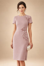 Satin Scoop Neck Mother of the Bride & Groom Dresses with 3D Flower (SHI22500338)