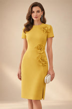 Satin Scoop Neck Mother of the Bride & Groom Dresses with 3D Flower (SHI22500338)