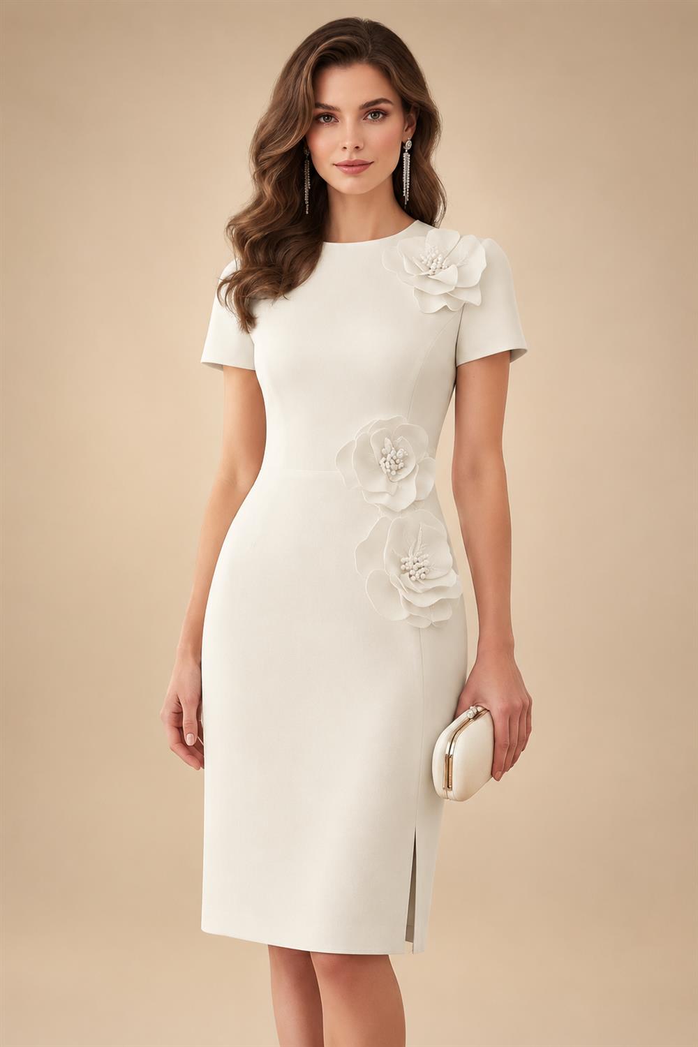 Satin Scoop Neck Mother of the Bride & Groom Dresses with 3D Flower (SHI22500338)