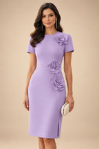 Satin Scoop Neck Mother of the Bride & Groom Dresses with 3D Flower (SHI22500338)