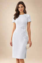 Satin Scoop Neck Mother of the Bride & Groom Dresses with 3D Flower (SHI22500338)