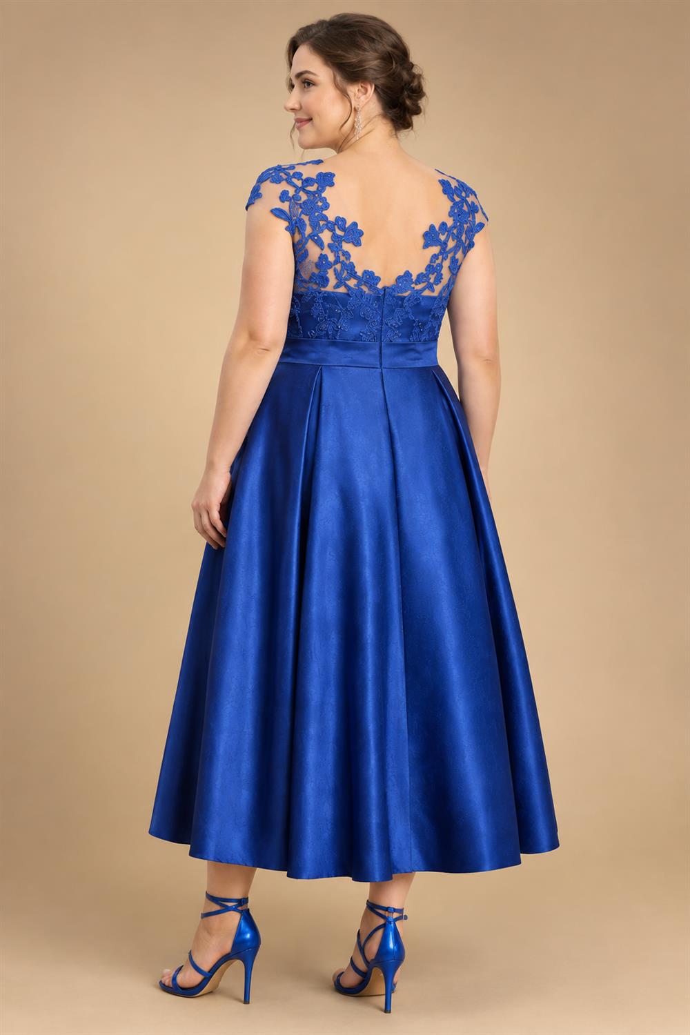 3/4 Sleeve Round Neck Sheath Midi Satin Mother of the Bride Dresses Formal Dress (SHI22500384)