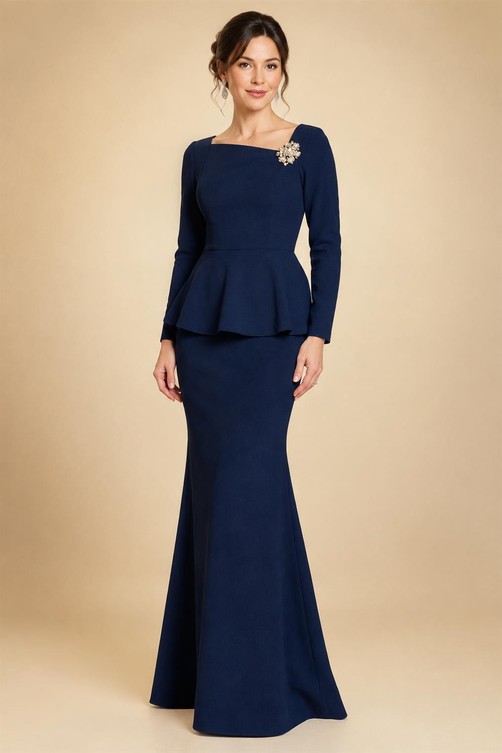 Sheath Chiffon Cape Sleeves Maxi Mother of the Bride & Groom Dresses with Ruched Waist (SHI22500727)