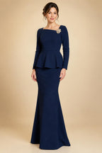 Sheath Chiffon Cape Sleeves Maxi Mother of the Bride & Groom Dresses with Ruched Waist (SHI22500727)