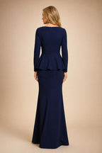 Sheath Chiffon Cape Sleeves Maxi Mother of the Bride & Groom Dresses with Ruched Waist (SHI22500727)