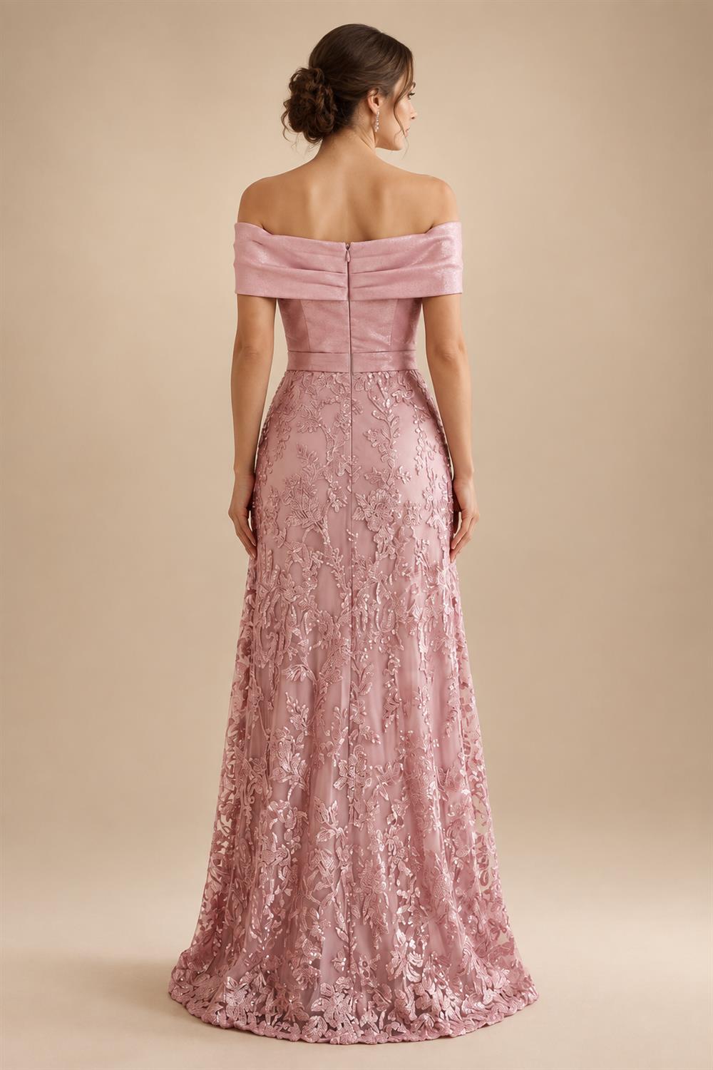 A-Line/Princess V-Neck Chiffon Maxi Mother of the Bride & Groom Dresses with Lace Appliques, Sweep Train, Ruffles, 3D Flowers & Ruched Waist (SHI22501653)
