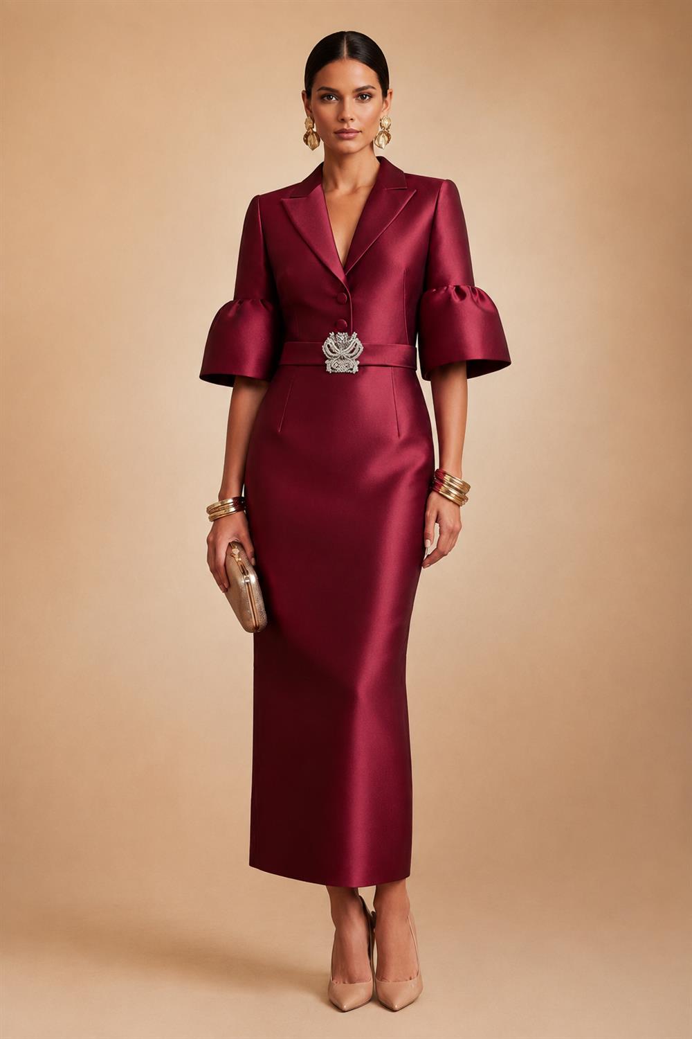 A-Line/Princess V-Neck Chiffon Maxi Mother of the Bride & Groom Dresses with Lace Appliques & Sweep Train (SHI22501644)