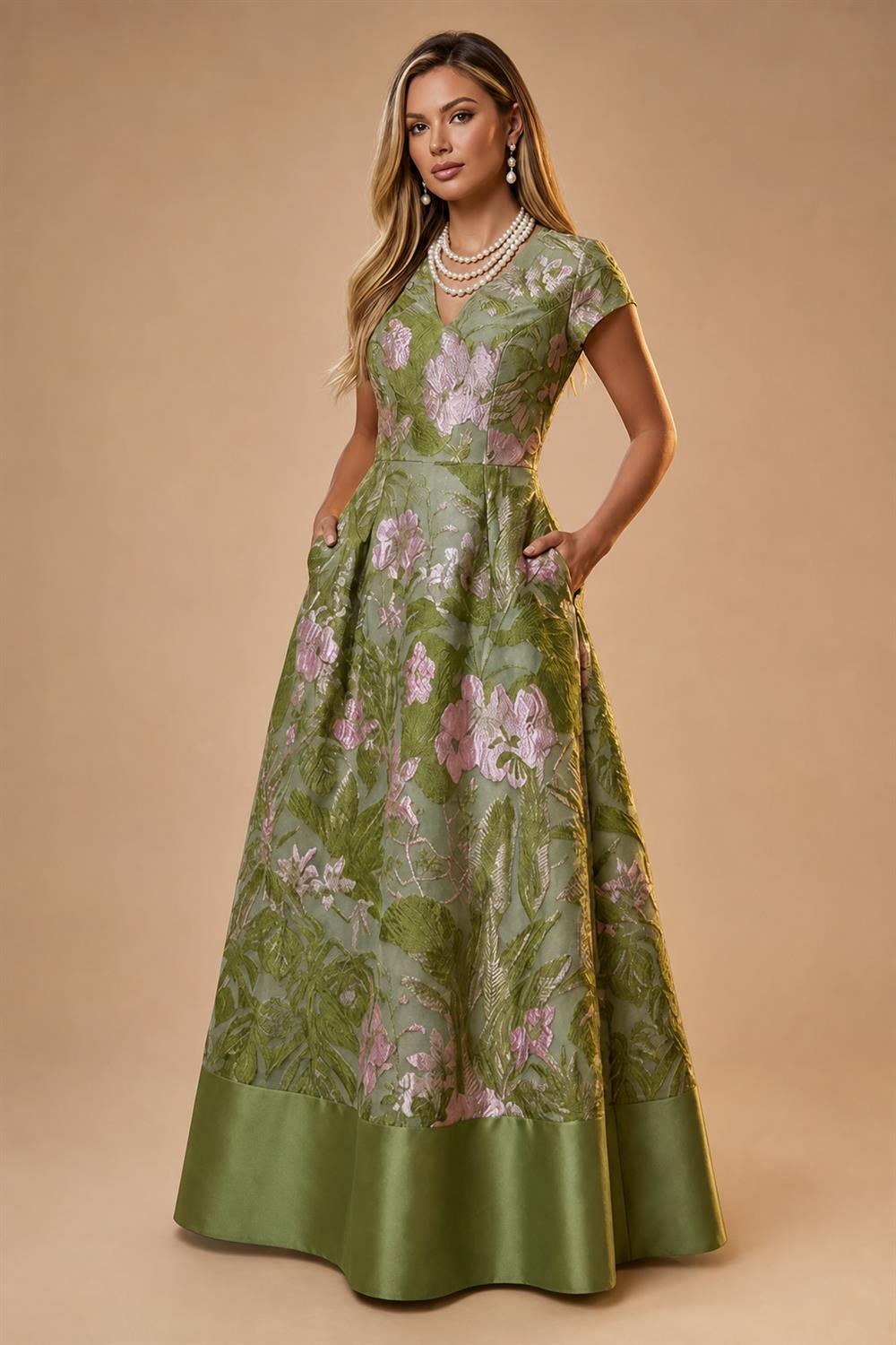 A-Line Floor Length One Shoulder Long Mother of the Bride Dresses with Lace (SHI22500179)