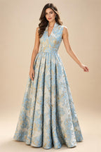 Cape Sleeve Jacquard Satin Ruched Mother of the Bride Dresses (SHI22500526)