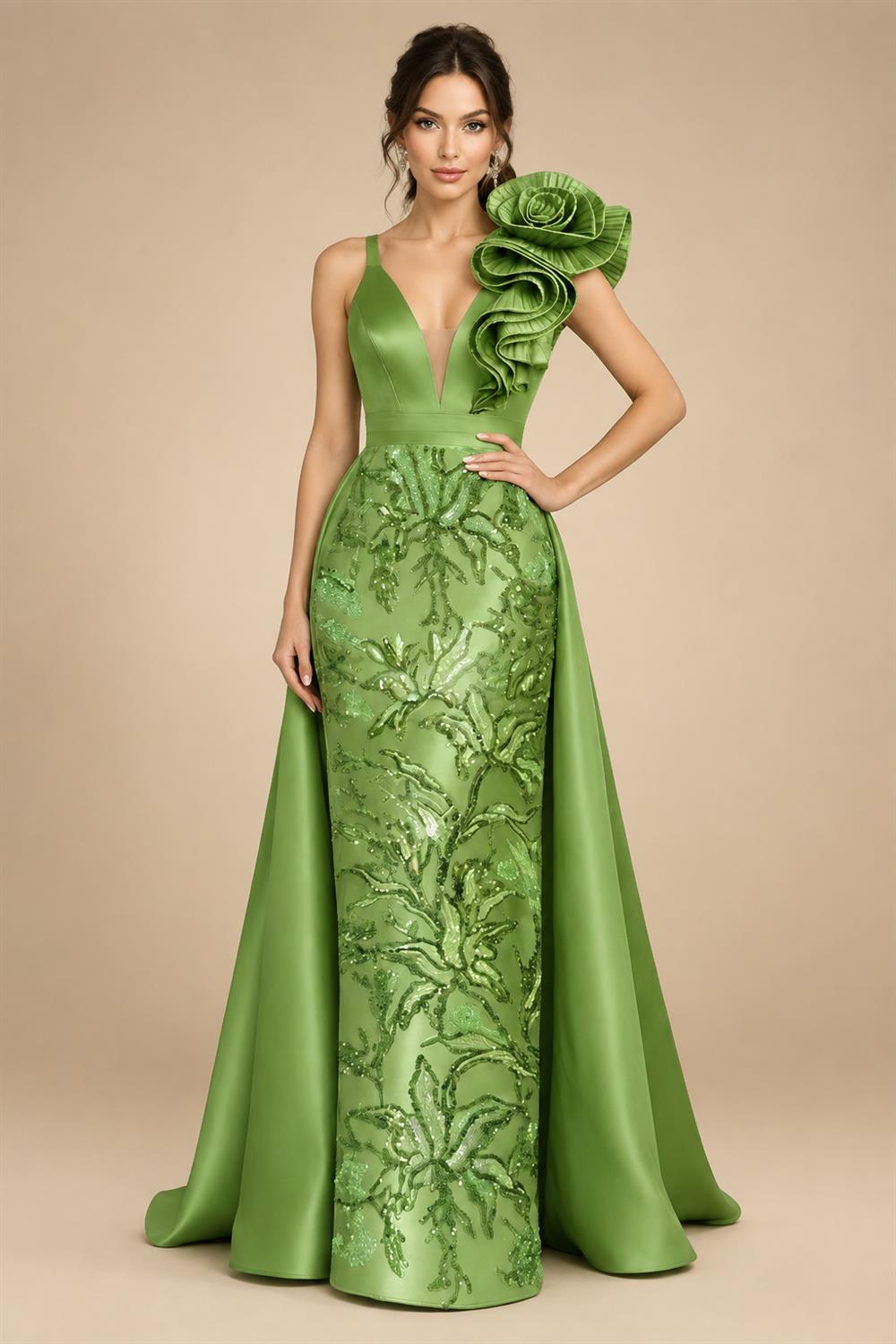 Sleeveless Lace Appliques Mother of the Bride Dresses with 3D Flower (SHI22500545)