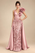 Sleeveless Lace Appliques Mother of the Bride Dresses with 3D Flower (SHI22500545)