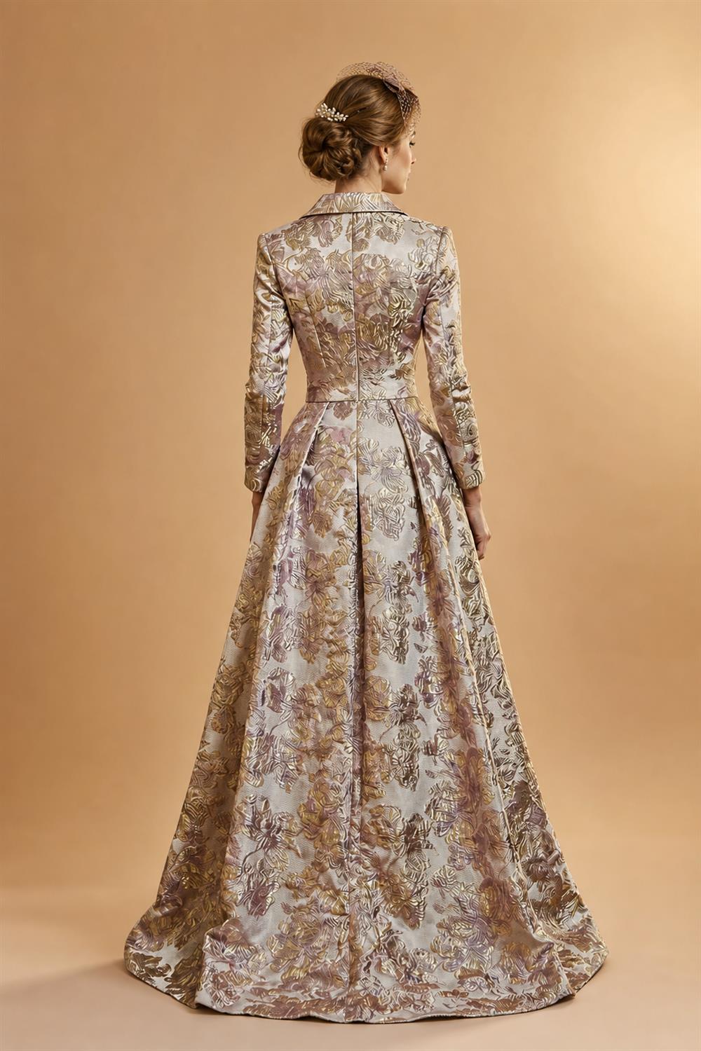 Jacquard A-Line/Princess V-Neck Floor-Length Mother of the Bride & Groom Dresses with Ruched Waist & Pockets (SHI22501298)
