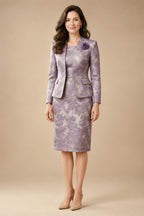 Sheath Chiffon Floral Print Cape Sleeves Mother of the Bride & Groom Dresses for Formal Wedding (SHI22500682)
