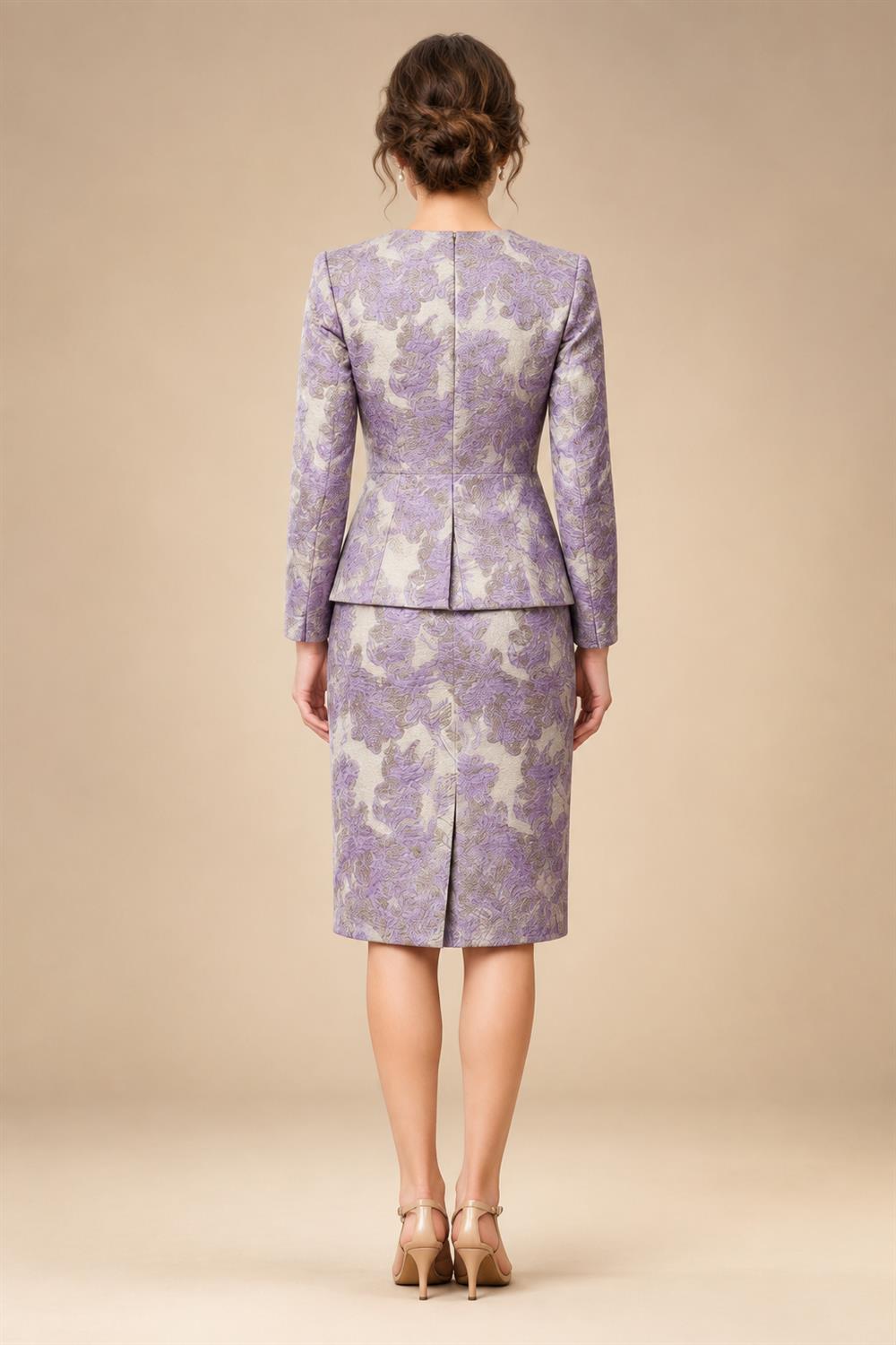 Sheath Chiffon Floral Print Cape Sleeves Mother of the Bride & Groom Dresses for Formal Wedding (SHI22500682)