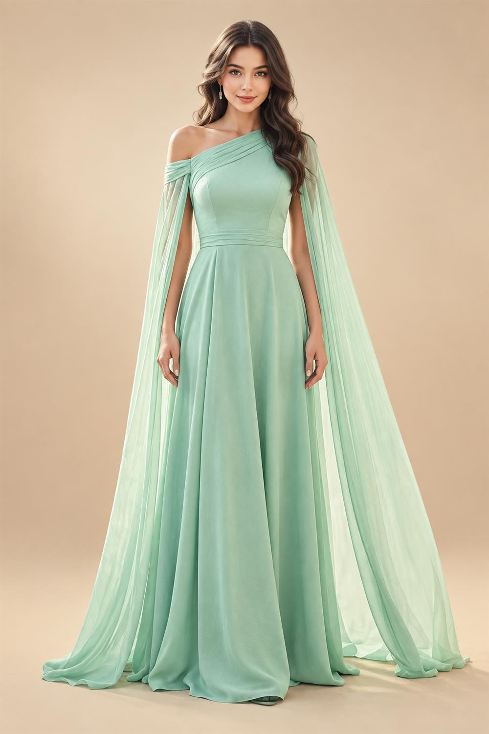 A-Line Chiffon Cape Sleeves Floor-Length Mother of the Bride & Groom Dresses with Floral Sequin Bodice (SHI22500691)