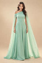 A-Line Chiffon Cape Sleeves Floor-Length Mother of the Bride & Groom Dresses with Floral Sequin Bodice (SHI22500691)