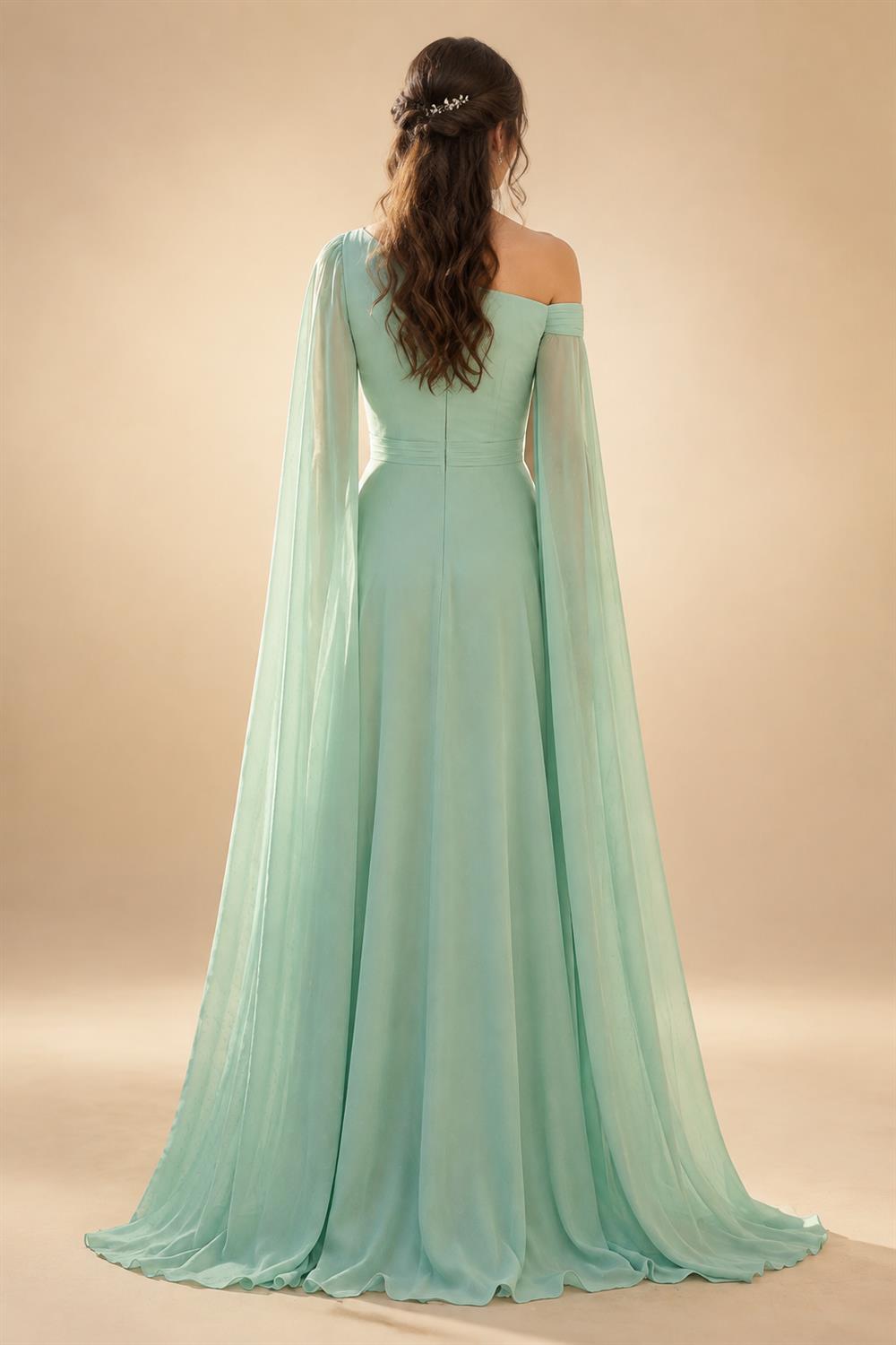A-Line Chiffon Cape Sleeves Floor-Length Mother of the Bride & Groom Dresses with Floral Sequin Bodice (SHI22500691)