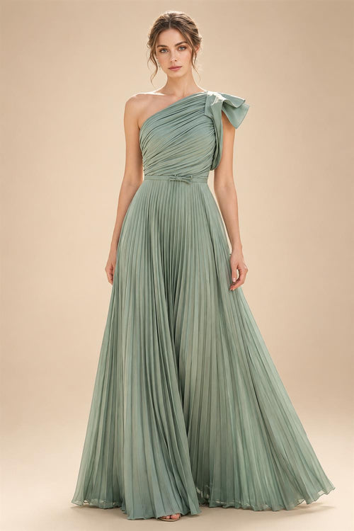 A-Line Pleated Chiffon One Shoulder Floor-Length Mother of the Bride & Groom Dresses (SHI22500625)