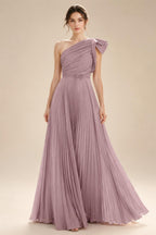 A-Line Pleated Chiffon One Shoulder Floor-Length Mother of the Bride & Groom Dresses (SHI22500625)