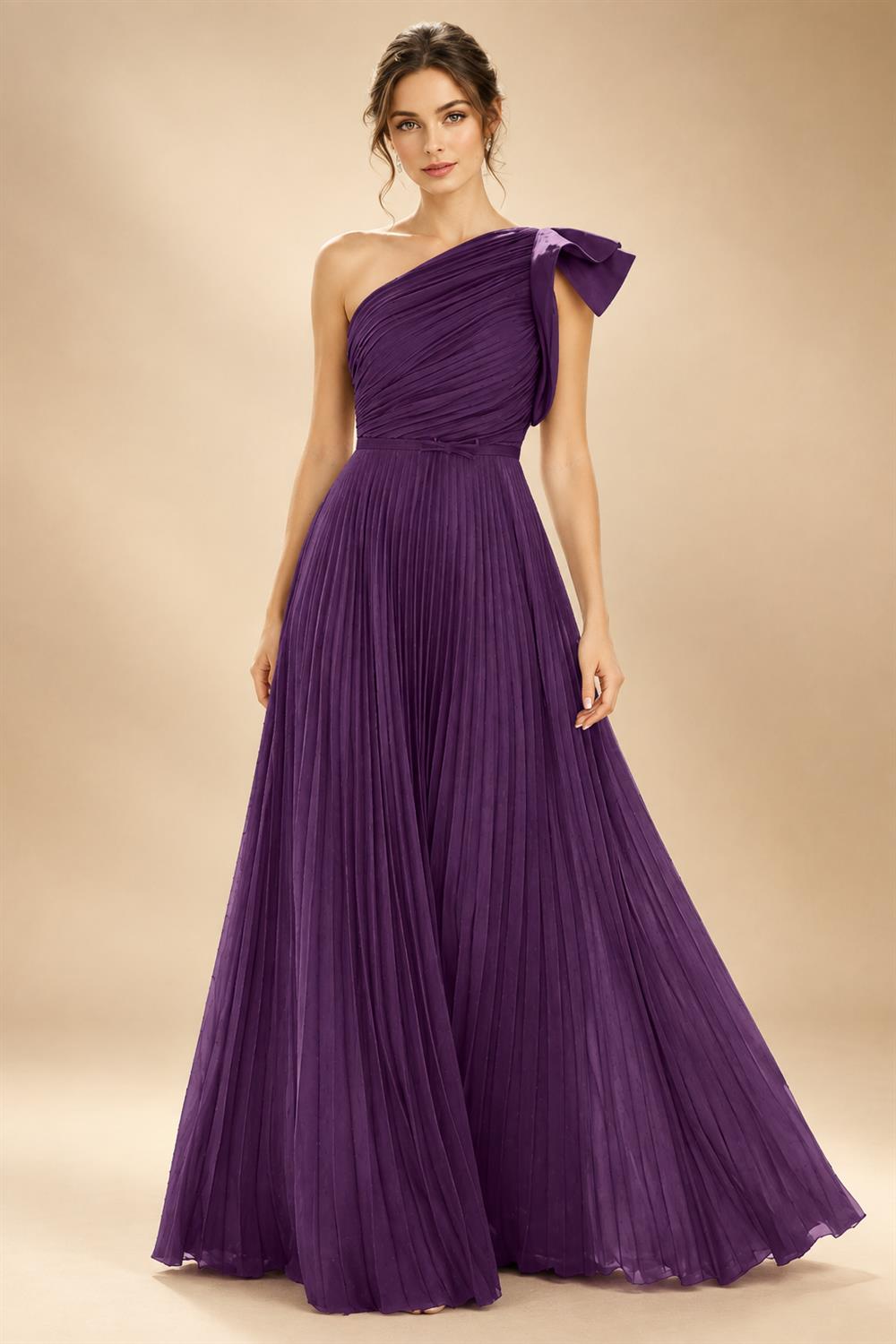 A-Line Pleated Chiffon One Shoulder Floor-Length Mother of the Bride & Groom Dresses (SHI22500625)