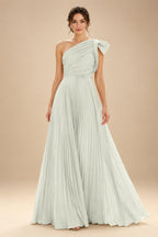 A-Line Pleated Chiffon One Shoulder Floor-Length Mother of the Bride & Groom Dresses (SHI22500625)