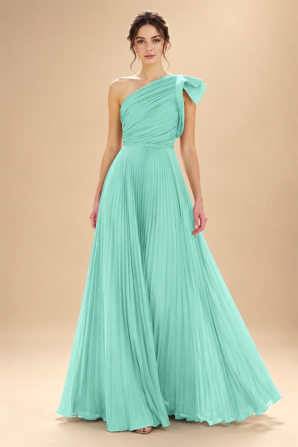 A-Line Pleated Chiffon One Shoulder Floor-Length Mother of the Bride & Groom Dresses (SHI22500625)